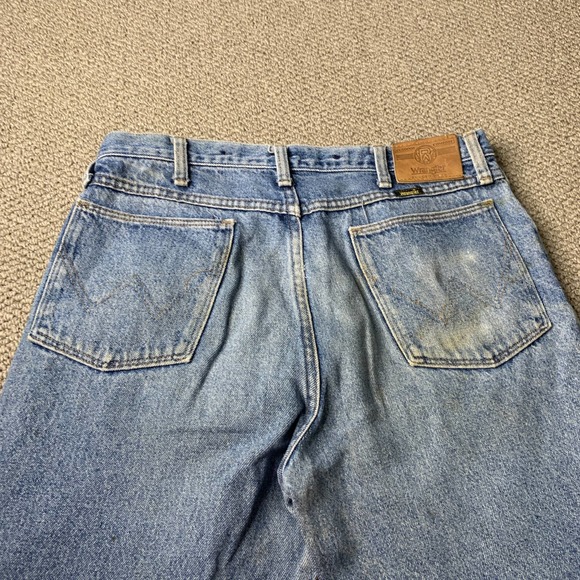 Wrangler Mens Jeans Size 34X30 Blue Denim Brushed‎ Rugged Straight Leg Pockets - Picture 12 of 16